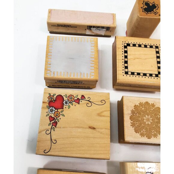 Rubber Stamps Fleur-de-lis Wreath Block Star Heart Butterfly Shell Lot of 20 - Picture 5 of 8